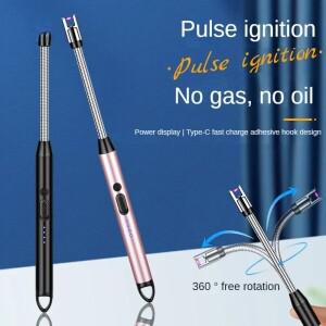 라온식 360 ° 주방 양초 가스레인지 플라즈마 펄스 USB 전기 아크 라이터 야외 바베큐 방풍 전원 표시 후