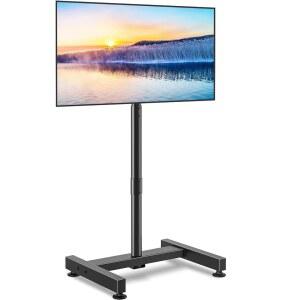 TVON TV 바닥 스탠드 13-50인치 LCD LED 플랫/커브 패널 화면 최대 44파운드, 높이 조절 가능한 스탠드, VESA 200x200 장착, 침실, 기숙사 방, 사무실용 휴대용