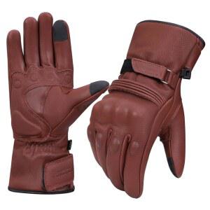 하르시단자르 남성 겨울 오토바이 장갑, 순정 가죽 풀 핑거 터치스크린 보온성, 얇은 방수 라이딩 장갑 KM048US