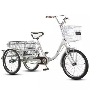 성인 캐리어 초보자 할머니 중년 어르신 세발 자전거 306 티타늄실버 알루미늄