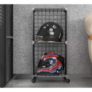 헬멧 거치대 오토바이 바이크 랙 2열 모자 수납대 검정
