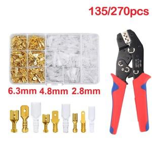 135/270 압착 터미널 커넥터 파일러 콜드 프레스 전선 범용 용수스틸 플러그 절연 SN48B  2.8mm  6.3mm