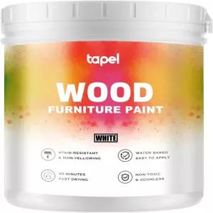 태플 퀵 드라이 30분 매트 우드 페인트 35온스 화이트 안전 및 반려동물 친화적 가구 코팅 황변 방지 얼룩