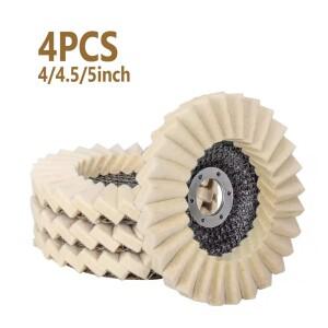4PCS 4/4.5/5 인치 양모 연마 휠 버핑 패드 앵글 그라인더 액세서리 메탈 유리 세라믹 용 연삭 디스크