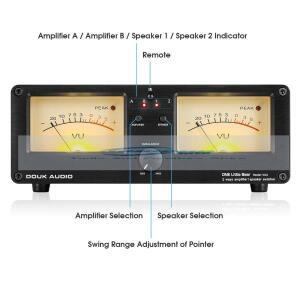 Douk Audio 듀얼 아날로그 VU 미터 사운드 레벨 DB 패널 디스플레이 양방향 증폭기/스피커 스위처 박스 선