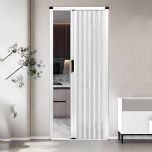 내부 접이식 개폐식 도어 30x72인치, 흰색 알루미늄 아코디언 슬라이딩 도어, 옷장 침실 발코니 주방 다락방을 위한 드릴링 로우 트랙 방수 파티션 없음