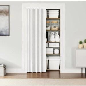 침실 거실 옷장을 위한 설치 하드웨어 손잡이 잠금 장치가 있는 PVC 아코디언 도어 접이식 옷장 60X80인치(도어 두께: 0.63인치)