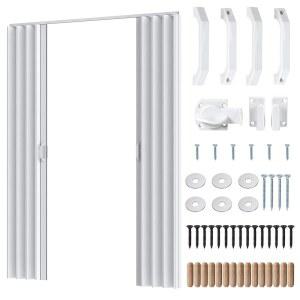 내부용 60x80인치 PVC 접이식 도어, 이중 어코디언 옷장 래치, 핸들, 장착 하드웨어 포함