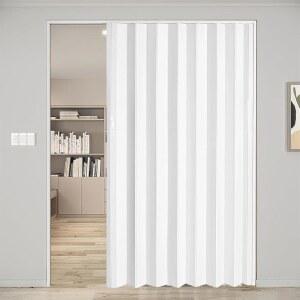 60X80인치 PVC 아코디언 도어 내부 멀티폴드 슬라이딩 도어, 공부방 욕실 주방 홈 공간 분할기 경량 룸 파티션 설치 하드웨어 핸들 래치 포함
