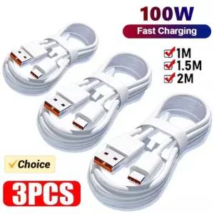 3개입 100W 6A 초고속 충전 케이블 고속 USB C타입 데이터 퀵차저 충전기