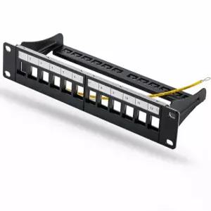 Yankok [접지선이 있는 12포트 빈 패치 패널] 10인치. CAT5/5e CAT6/6a 및 CAT7 차폐되지 않은 RJ45 키스톤