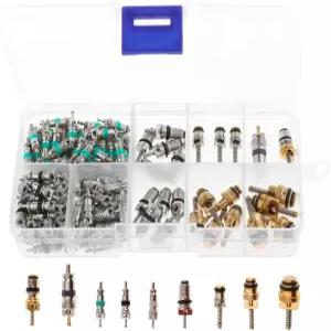 케소토 134pcs 모듬 A A/C 슈레이더 밸브 R134a 키트 11종 AC 코어
