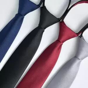 남자 자동 지퍼 넥타이 장례식 결혼식 웨딩 남성 정장 신랑 검정 네이비 아이보리 레드 단색