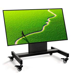 누보워 롤링 TV 스탠드, 모바일 카트, 32-75인치 화면용 로우 프로파일 바닥 신뢰도 모니터 높이 조절 가능, 시야각 90 가능