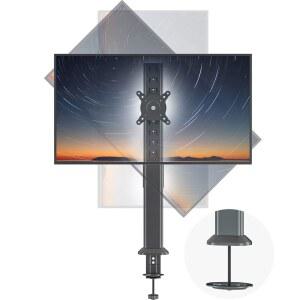 HEMUDU 싱글 톨 데스크 모니터 암 마운트 스탠드 장착 27인치에서 42인치까지의 평평한 곡면 컴퓨터 화면, 회전, 높이 조절 가능, 최대 77파운드까지 견딜 수 있는 블랙 색상