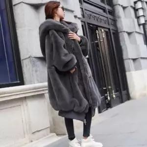 시보리 여성 겨울 코트 퍼 아우터 여자 후드 롱코트 퍼아우터 여성 겨울코트 여자 후드 털코트