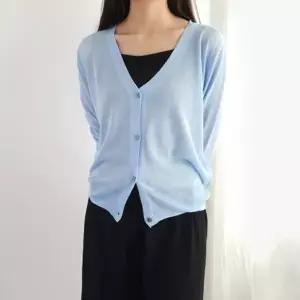 에어컨 숏 썸머가디건 쿨가디건 여자 여름 벌룬 기본핏 시스루 가디건