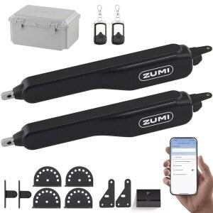 듀얼 스윙 게이트용 ZUMI 자동 게이트 오프너, 최대 900파운드*2 20피트 앱 컨트롤 리모컨이 있는 전동 홈 진입로용 스마트 개방 시스템