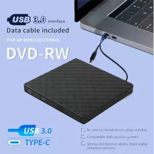 CD롬 플레이어 2 in 1 USB 30 C 슬림 외장 드 DVD RW CD 라이터 버너 리더 노트북 데스크탑 PC용