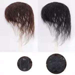 인모 정수리 부분가발 웨이브 헤어뽕 여성 가발 2핀 여성가발 인모 커버 헤어 블랙 자연스러운 정수리