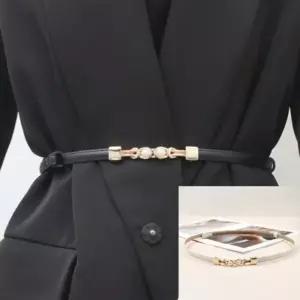 진주 버클 여성 벨트 블랙 베이지 길이 조절