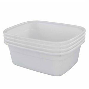 레스빈 4팩 14쿼트 플라스틱 세척대/식기 팬, 흰색