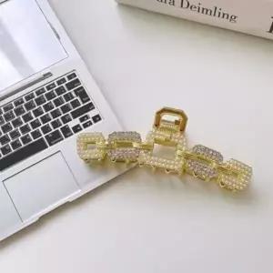 여성 큐빅 진주 올림 집게핀 머리핀 반묶음 헤어핀