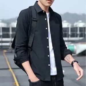 [골드스마일]남성 슬림핏 롤업 셔츠 캐주얼 정장용 봄가을 남자 남방 셔츠