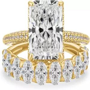 맥신 주얼리 4.5캐럿 래디언트 컷 브라이덜 링 세트 여성용 S925 실버 AAAA 큐빅 지르코니아 약혼 및 웨딩