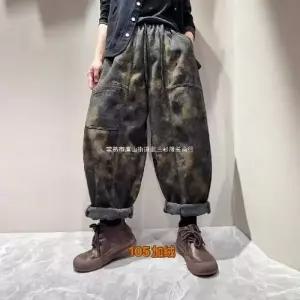 여성 바지 동계 빈티지 배기핏 청바지 빅사이즈 프린트 기모 도톰 1PICK4