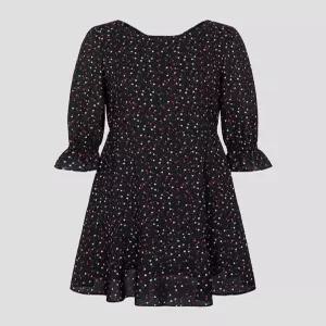 [빈폴레이디스][B. my] 하트 패턴 보트넥 미니 원피스 - 블랙 (BF4871N115)