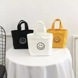 은창]해피 캔버스 토트백 에코백 가방 백 장바구니 쇼핑백 쇼퍼백 휴가 여성 여성용 여행 비치