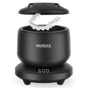 2025 틀니 및 얼라이너용 리테이너 클리너, 내구성 있는 탈착식 베이스 상단 커버, 마우스 가드, 주얼리, 반지 등 4가지 모드의 클리너 머신(블랙)