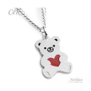 클루아조네 키즈 은목걸이 스터링실버 곰 Heart Bear 각인가능 CeK Kids 8171KN