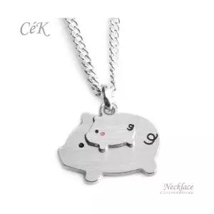 클루아조네코리아 키즈 은목걸이 스터링실버 돼지 Pig Family 각인가능 CeK Kids 8166KN