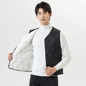 겨울용 보온 경량 조끼 마름모패턴 안감털 보온복