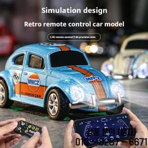 1:64 무선 미니 RC카 스케일 레트로 리모컨 비틀 합금 장난감 소형 휴대폰 제어 자동차 모델