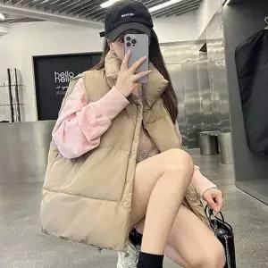 데일리 여성 패딩 조끼 루즈핏 여성 베이직 조끼 하이넥 아우터