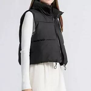 기본 여자 패딩 조끼 하이넥 여성 크롭 조끼 데일리 겨울