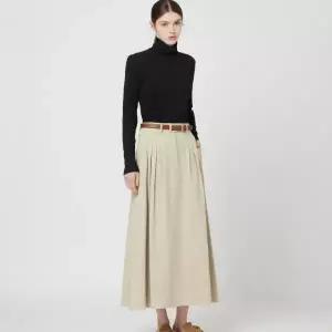 [롯데백화점]씨씨콜렉트 피치 코튼 플레어 롱 스커트 C253MSD005
