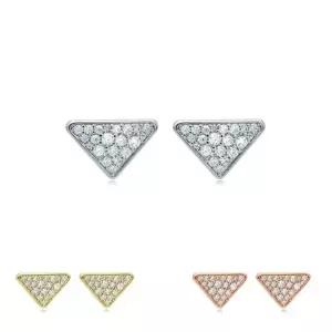 [다잇템] 여자 쁘띠 골져스 일상룩 반짝이는 큐빅 트라이앵글 실버침 귀걸이_24094717_588872