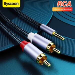 3.5mm ~ 2RCA 분배기 오디오 케이블 잭 컴퓨터-스피커 앰프 용 Aux 스마트 호환 폰 홈 시어터