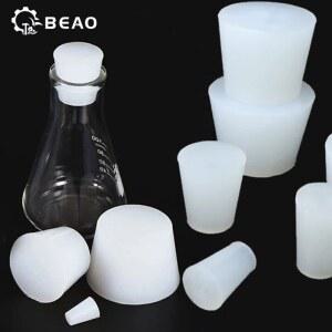 고무 패킹 고온 방지 실리콘 스토퍼 단단한 원추형 플러그 흰색 실험실 플라스크 씰링 플러그