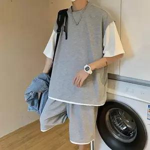 남성용 2컬러 반팔티 반바지 여름 레이어드 캐주얼복