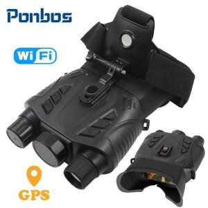 Ponbos 적외선 전술 쌍안 망원경, 녹음기 2.5K HD 풀 컬러 야간 투시경, 사냥 캠핑용, 헤드 마운트 와이파