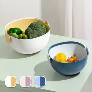 과일 야채 세척용 물빠짐 이중 채반 바스켓