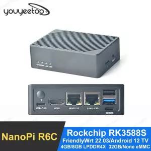 Youyeetoo NanoPi R6C 라우터 Rockchip RK3588S 4GB8GB RAM 32GB eMMC 소형 IoT 게이트웨이 장치 AndroidFr