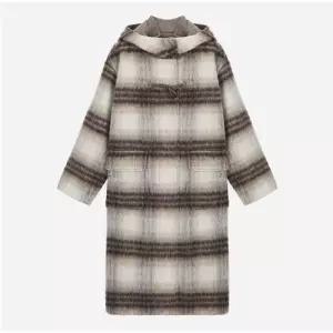 써스데이아일랜드 체크 후드 더플 롱 코트 T258MCT235W 883526