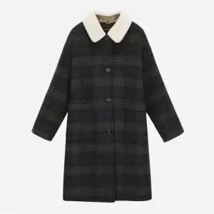 써스데이아일랜드 털 카라 탈부착 체크 롱 코트T258MCT238W 883747