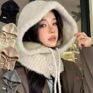 니트 모자 넥워머 단추 후드 바라클라바 귀도리 귀달이qrs684